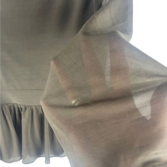 Express Peplum top brown olive green blouse long sheer sleeves v-neck sz XS - Picture 5 of 8